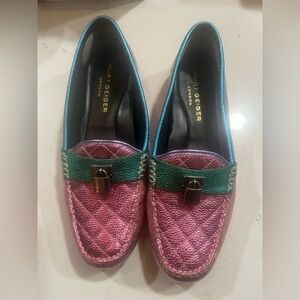 Kurt Geiger Pink and Green Textured Mules